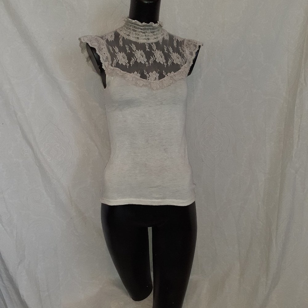 super light Charlotte Russe prairie / cottage high collared top